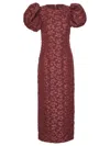 Rotate Birger Christensen Rotate Birgerchristensen Jacquard Midi Puffy Dress In Burgundy