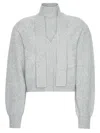 Rotate Birger Christensen Knitwear With Attached Scarf And Cropped Length In Gray