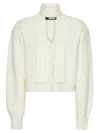 Rotate Birger Christensen Cardigan Con Sciarpa Lavorata A Maglia Bianco In White