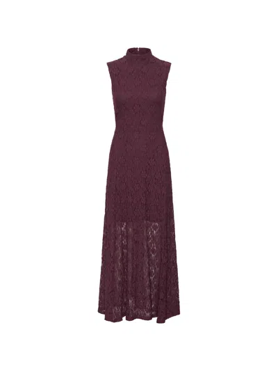 Rotate Birger Christensen Rotate Birgerchristensen Lace Maxi Flared Dress In Brown