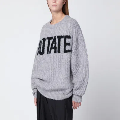 ROTATE BIRGER CHRISTENSEN ROTATE BIRGERCHRISTENSEN  LIGHT GREY OVERSIZED SWEATER WITH LOGO