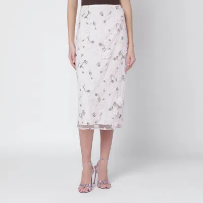 Rotate Birger Christensen Rotate Birgerchristensen Lilac Striped Pencil Skirt In White