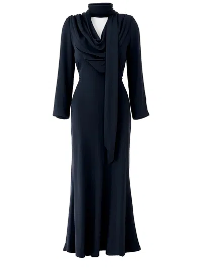 Rotate Birger Christensen Rotate Birgerchristensen Long Draped Dress In Blue