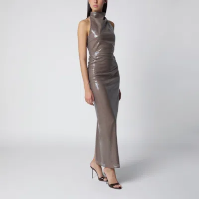Rotate Birger Christensen Rotate Birgerchristensen Long Dress With Microsequins In Gray
