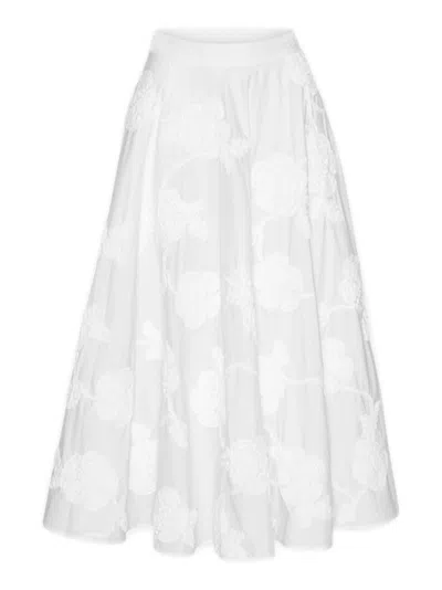 Rotate Birger Christensen Rotate Floral Embroidered Long Skirt Size 34 In White