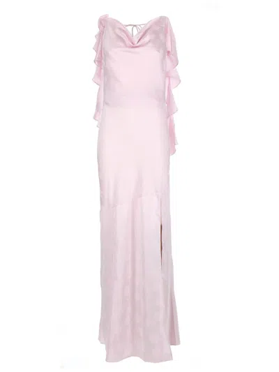 Rotate Birger Christensen Rotate Birgerchristensen Long Waterfall Dress In Pink