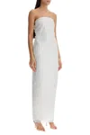 Rotate Birger Christensen Rotate Birgerchristensen Long White Cotton Bodycon Dress With Beads Strapless
