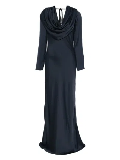 Rotate Birger Christensen Rotate Birgerchristensen Maxi Drapy Dress In Blue