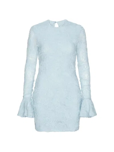 Rotate Birger Christensen Rotate Birgerchristensen Light Blue Ruffled Mesh Mini Dress In Multi