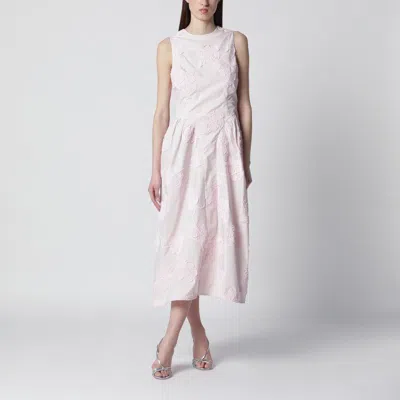 Rotate Birger Christensen Rotate Birgerchristensen Orchid Pink Midi Dress With Floral Embroidery