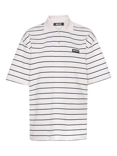 Rotate Birger Christensen Rotate Birgerchristensen Rotate Striped Organic-cotton Jersey Polo In White