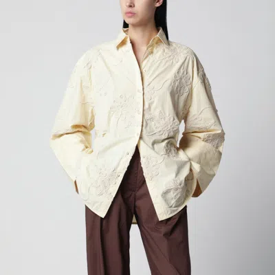 Rotate Birger Christensen Collared Jacket Long Sleeves Embroidered Design In Neutral