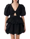 Rotate Birger Christensen Rotate Birgerchristensen Puff Sleeve Bubble Top In Black
