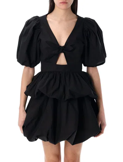 Rotate Birger Christensen Rotate Birgerchristensen Puff Sleeve Bubble Top In Black
