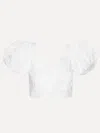 Rotate Birger Christensen Rotate Birgerchristensen Puff Sleeve Cotton Top In White
