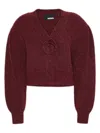 Rotate Birger Christensen Rotate Birgerchristensen Puff Sleeve Knit Cardigan In Red