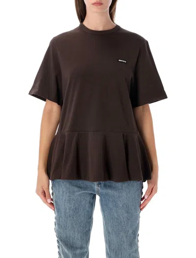 Rotate Birger Christensen Rotate Birgerchristensen Rotate Cotton Peplum T-shirt In Burgundy