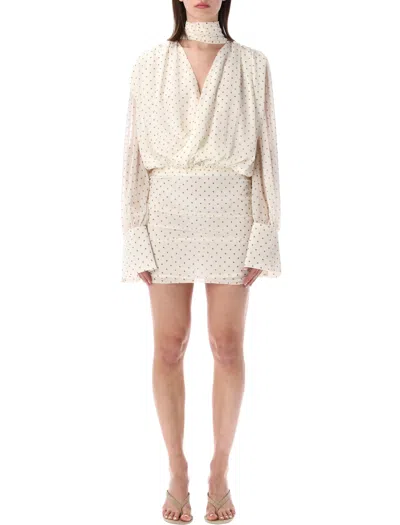 Rotate Birger Christensen Rotate Birgerchristensen Rotate Floral Polka Dot Chiffon Mini Dress In White
