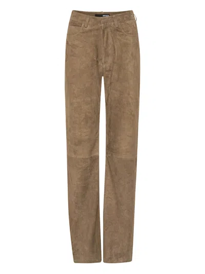 Rotate Birger Christensen Rotate Birgerchristensen Rotate Straight Suede Pants In Brown