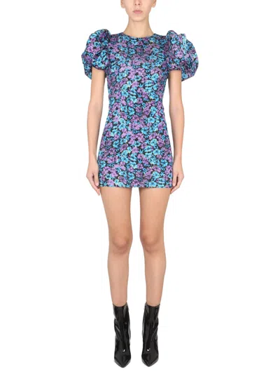 Rotate Birger Christensen Multicolored Short Jersey Dress In Black