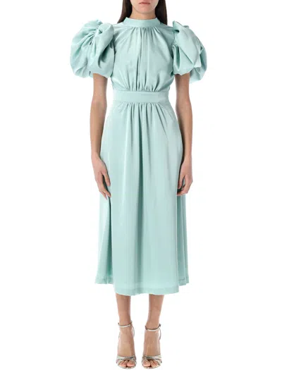 Rotate Birger Christensen Rotate Birgerchristensen Satin Puff Midi Dress In Blue
