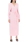 Rotate Birger Christensen Rotate Birgerchristensen Satin Wrap Midi Dress With A Crossover In Pink