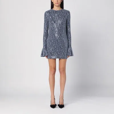ROTATE BIRGER CHRISTENSEN ROTATE BIRGERCHRISTENSEN  SEQUINED MINI DRESS WITH PURPLE PRINT