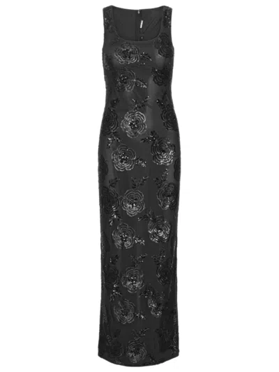 Rotate Birger Christensen Rotate Birgerchristensen Sequins Fitted Maxi Dress In Black