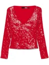 Rotate Birger Christensen Rotate Birgerchristensen  Red Sweater With Micro Sequins