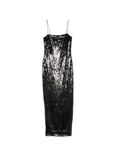 Rotate Birger Christensen Rotate Birgerchristensen Sequins Maxi Slip Dress In Black