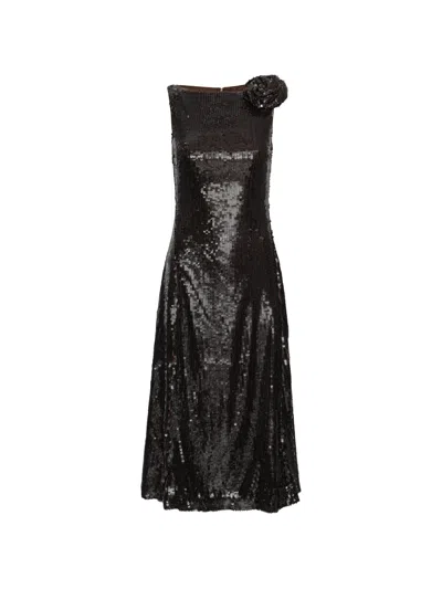 Rotate Birger Christensen Rotate Birgerchristensen Sequins Midi Flared Dress In Black