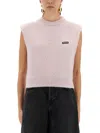Rotate Birger Christensen Rotate Birgerchristensen Short Vest Shirt With Logo In White