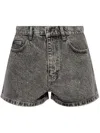 Rotate Birger Christensen Acid-wash Denim Shorts In Grey Denim