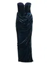 Rotate Birger Christensen Rotate Birgerchristensen Silk Velvet Slit Dress In Blue