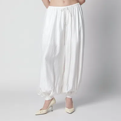 Rotate Birger Christensen Pleated Texture Trousers Ankle Cuffs Design In White