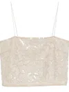 Rotate Birger Christensen Sequin Embellished Cropped Blouse In Silver Birch
