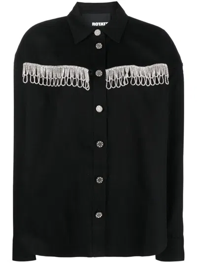 Rotate Birger Christensen Rotate Birgerchristensen Twill Oversized Shirt In Black