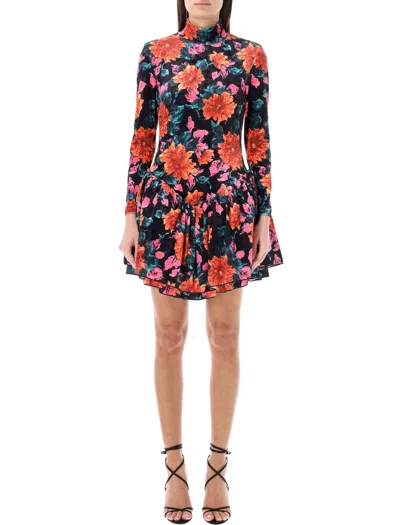 Rotate Birger Christensen Multicolor Mini Dress Velour Floral