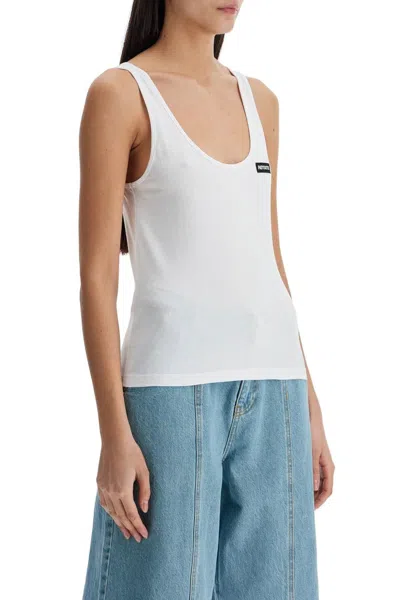 Rotate Birger Christensen Rotate Birgerchristensen White Recycled Cotton Top With Deep Neckline