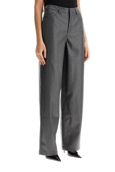 Rotate Birger Christensen Rotate Birgerchristensen Wide Woven Patterned Trousers With A In Grey