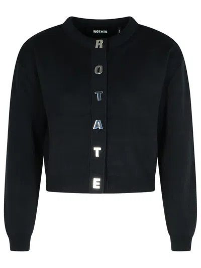 ROTATE BIRGER CHRISTENSEN ROTATE BLACK COTTON BLEND CARDIGAN