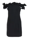 Rotate Birger Christensen Rotate Black Dress With Ruffle Decorations And Ruffle Details In Tech Fabric Woman