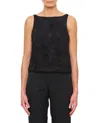 Rotate Birger Christensen Rotate Black Flower Mesh Boatneck Top In Black