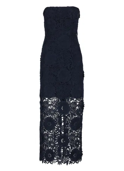 Rotate Birger Christensen Rotate Black Lace Dress With Intricate Floral Pattern