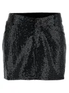 Rotate Birger Christensen Black Mini-skirt With All-over Paillettes And Logo Patch In Multicolor