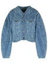 Rotate Birger Christensen Rotate Blue Cotton Short Jacket In Blue