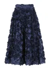 Rotate Birger Christensen Rotate Blue Skirt With All-over Embossed Rose Detailing In Blue