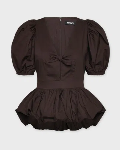 Rotate Birger Christensen Rotate Blouse Puff Sleeve Bubble In Brown