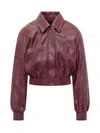 Rotate Birger Christensen Collared Panel Detailing Bomber Jacket In Red