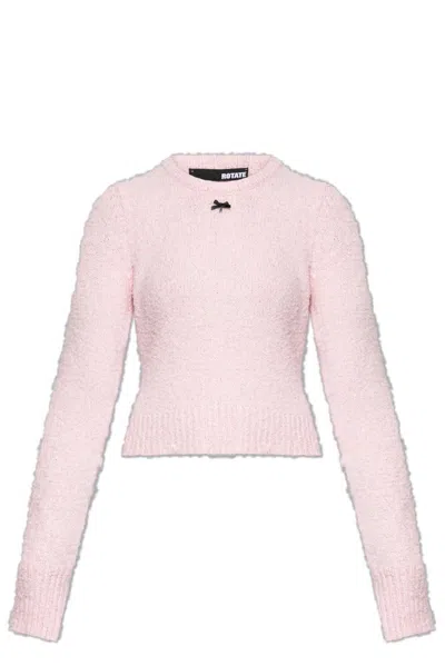 Rotate Birger Christensen Rotate Bow Detail Textured Knitwear In Pink